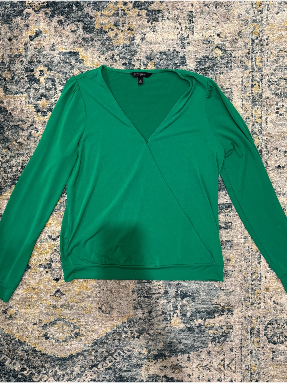 Banana republic Green Long-Sleeve V-Neck Wrap Top